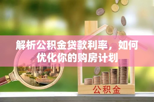 大树解析公积金贷款利率，如何优化你的购房计划